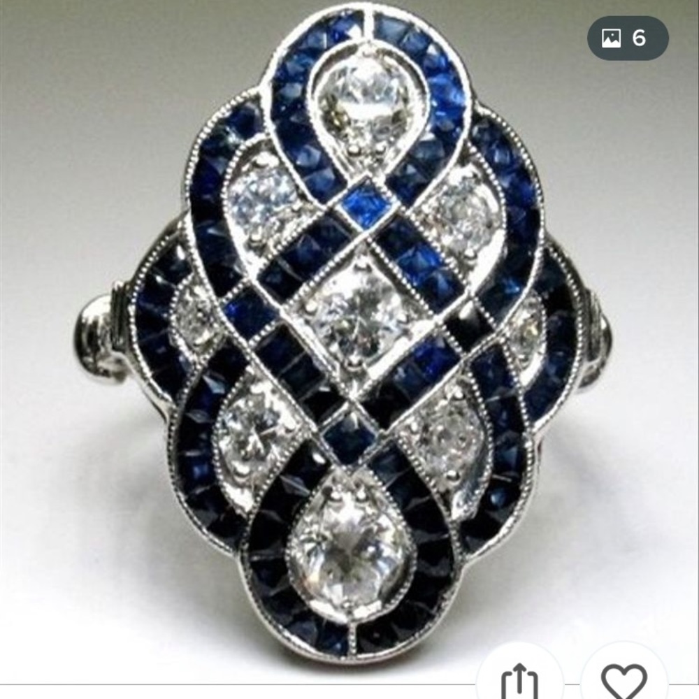 Vintage sterling silver blue sapphire ring